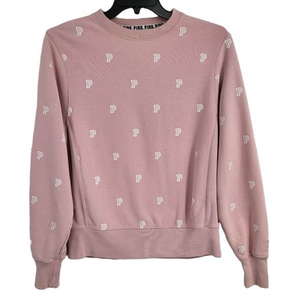 Victorias Secret Pink Sweater Long Sleeve‎ Pink White Womens Size Small
